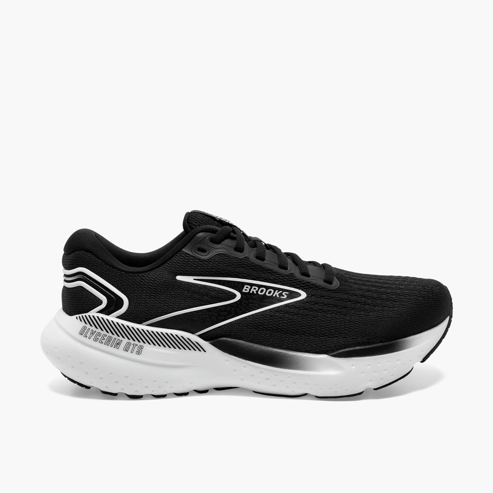 Chaussures Running Route Brooks Glycerin GTS 21 Noir Grise Blanche Homme | EHA-4742447